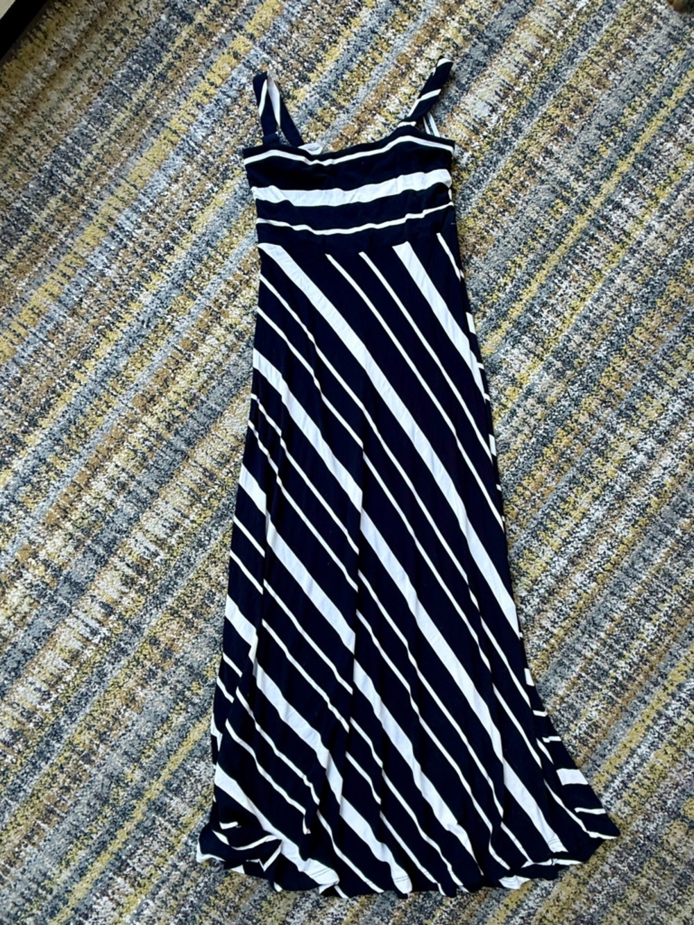 Banana Republic Navy and White Striped Maxi